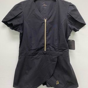 Jaanuu Black Tulip Scrub Top